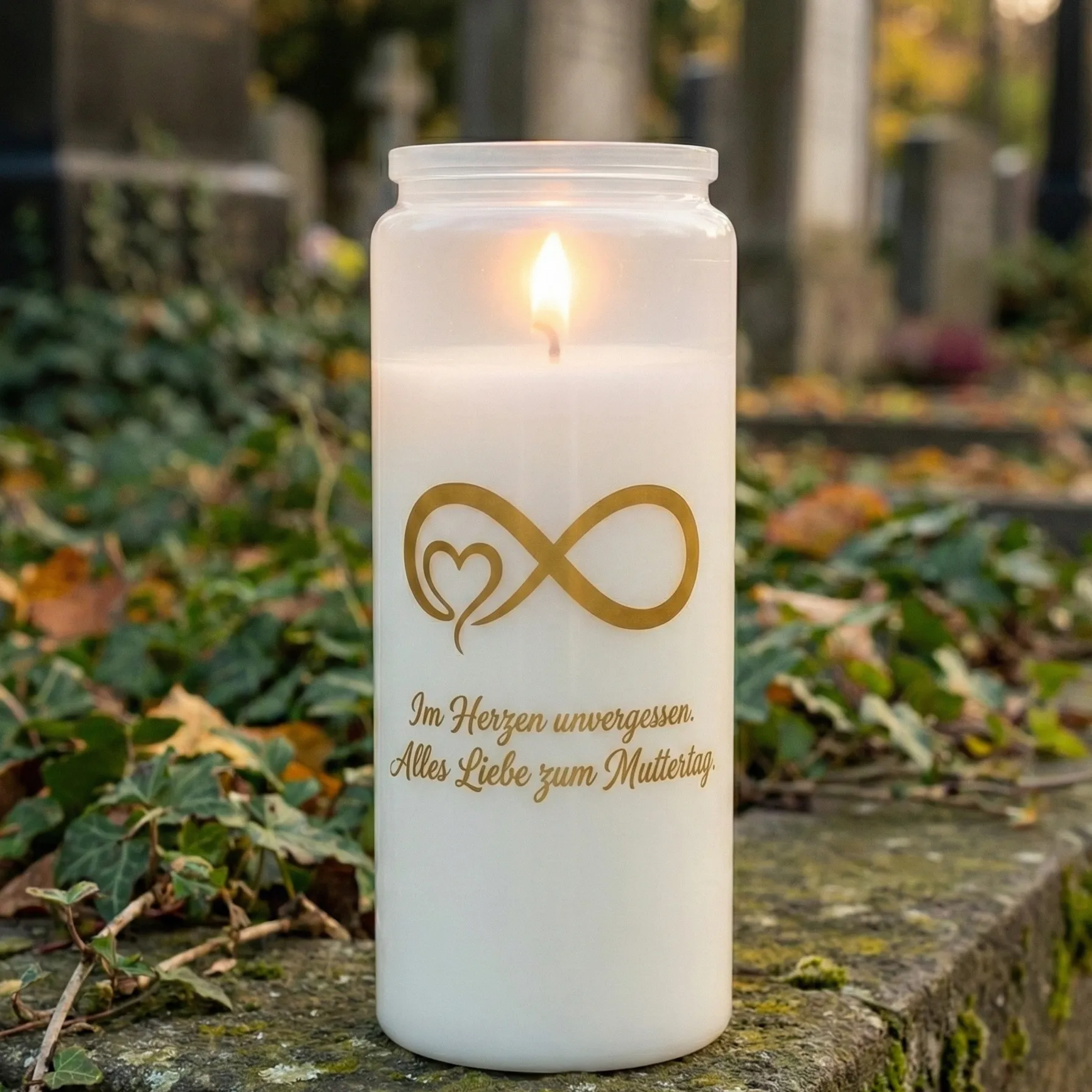 Grabkerze Aufkleber Muttertag | Im Herzen unvergessen Mama