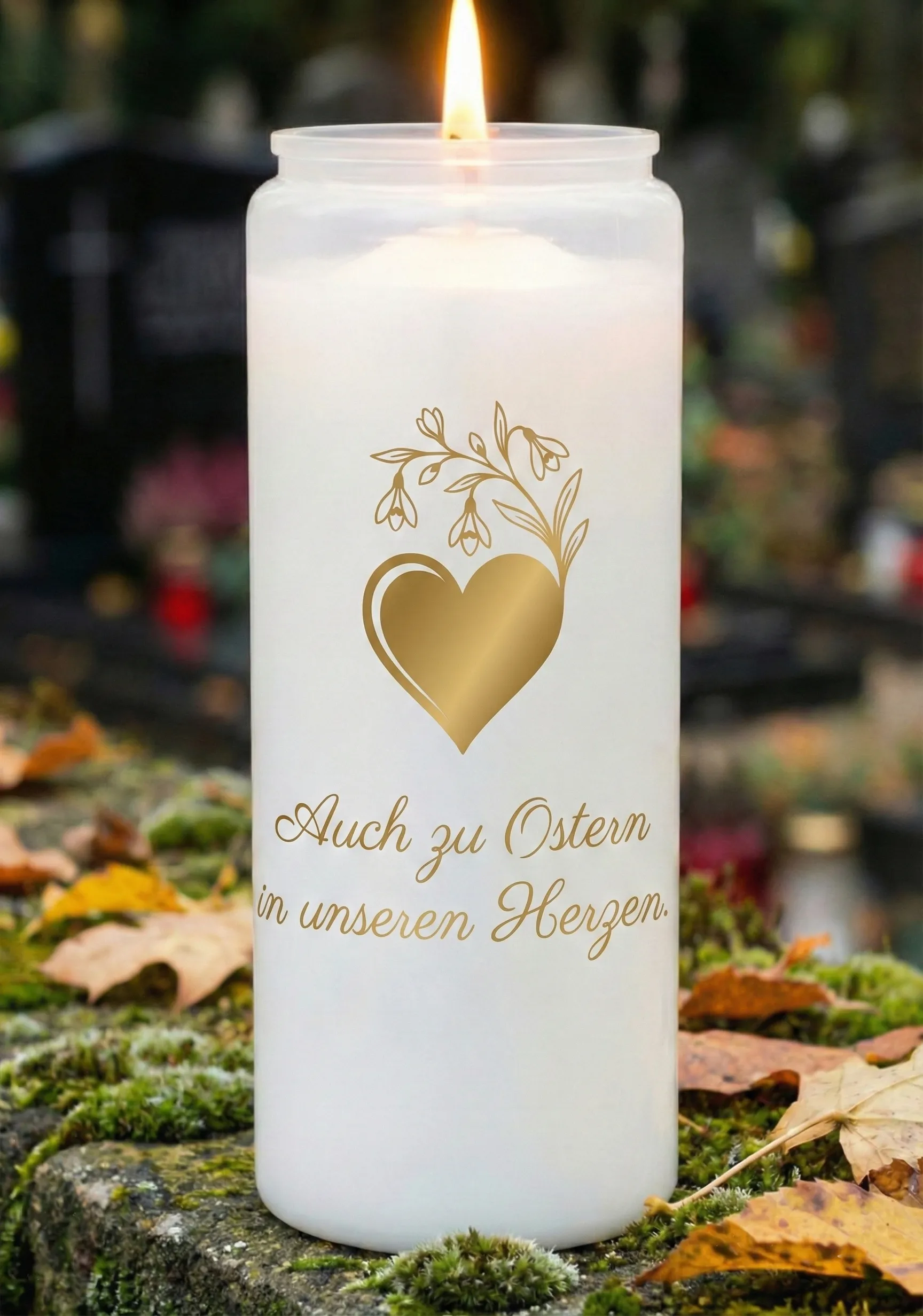 Grabkerze Aufkleber Ostern | Auch zu Ostern in unseren Herzen