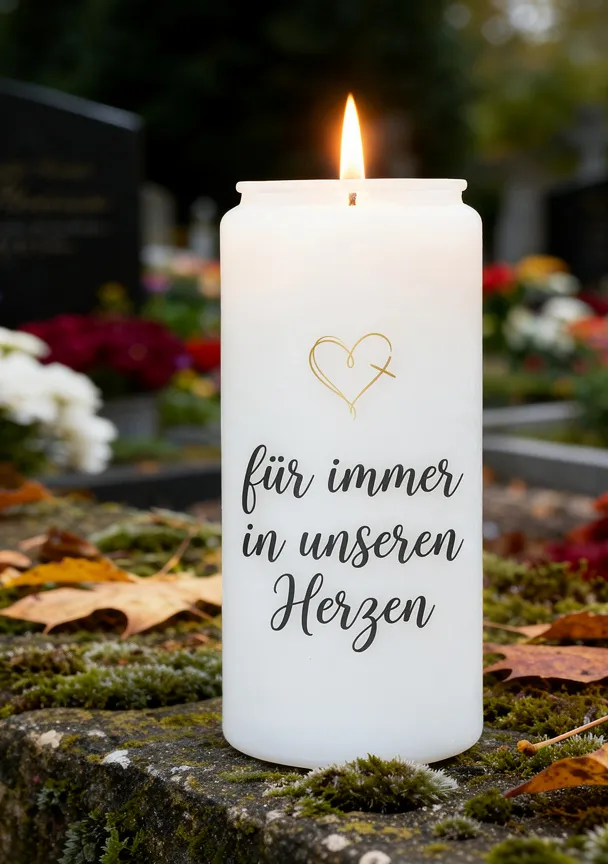 Grabkerzen Aufkleber "Für immer in unseren Herzen"