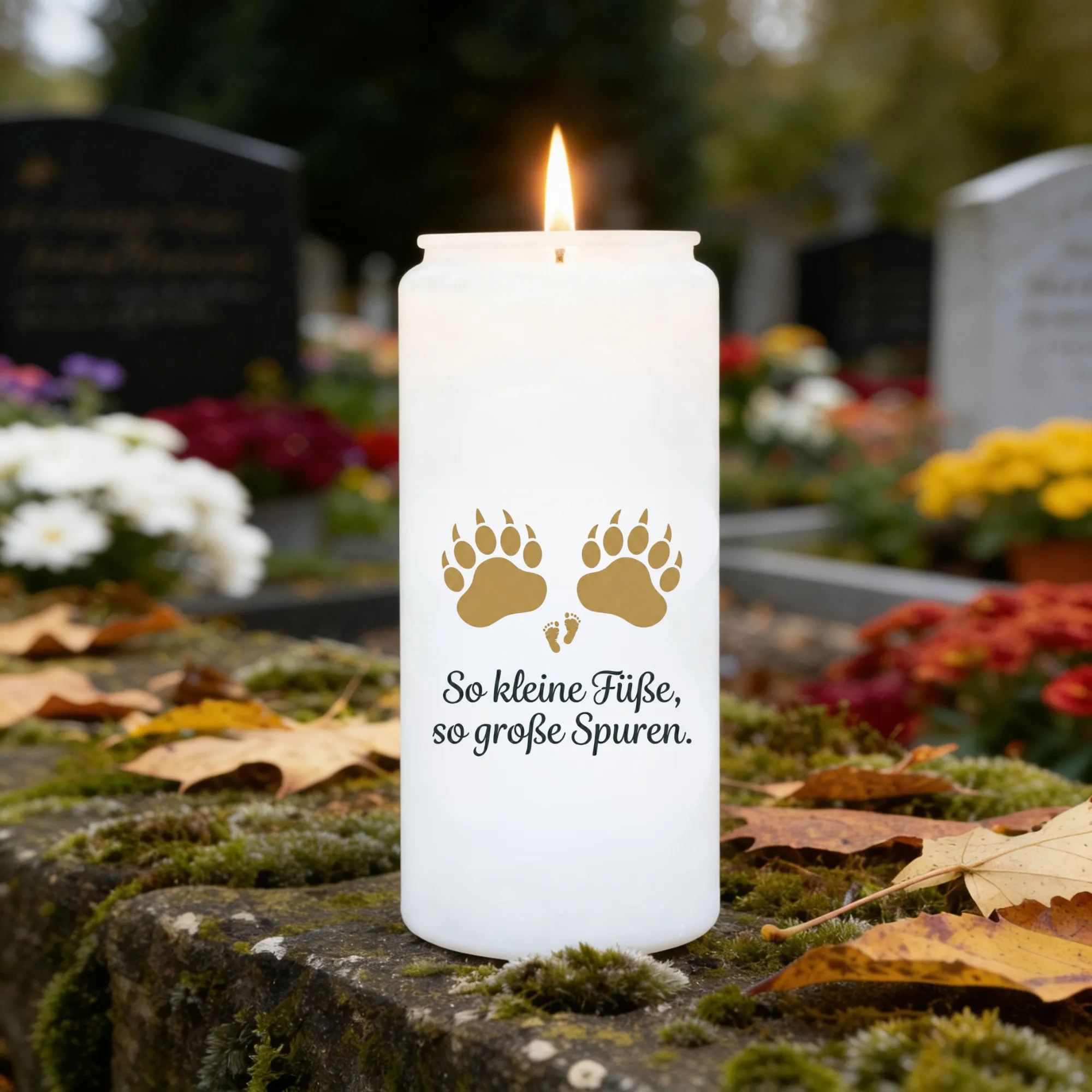 Aufkleber Grabkerze Sternenkind Tier Spruch So kleine Füße
