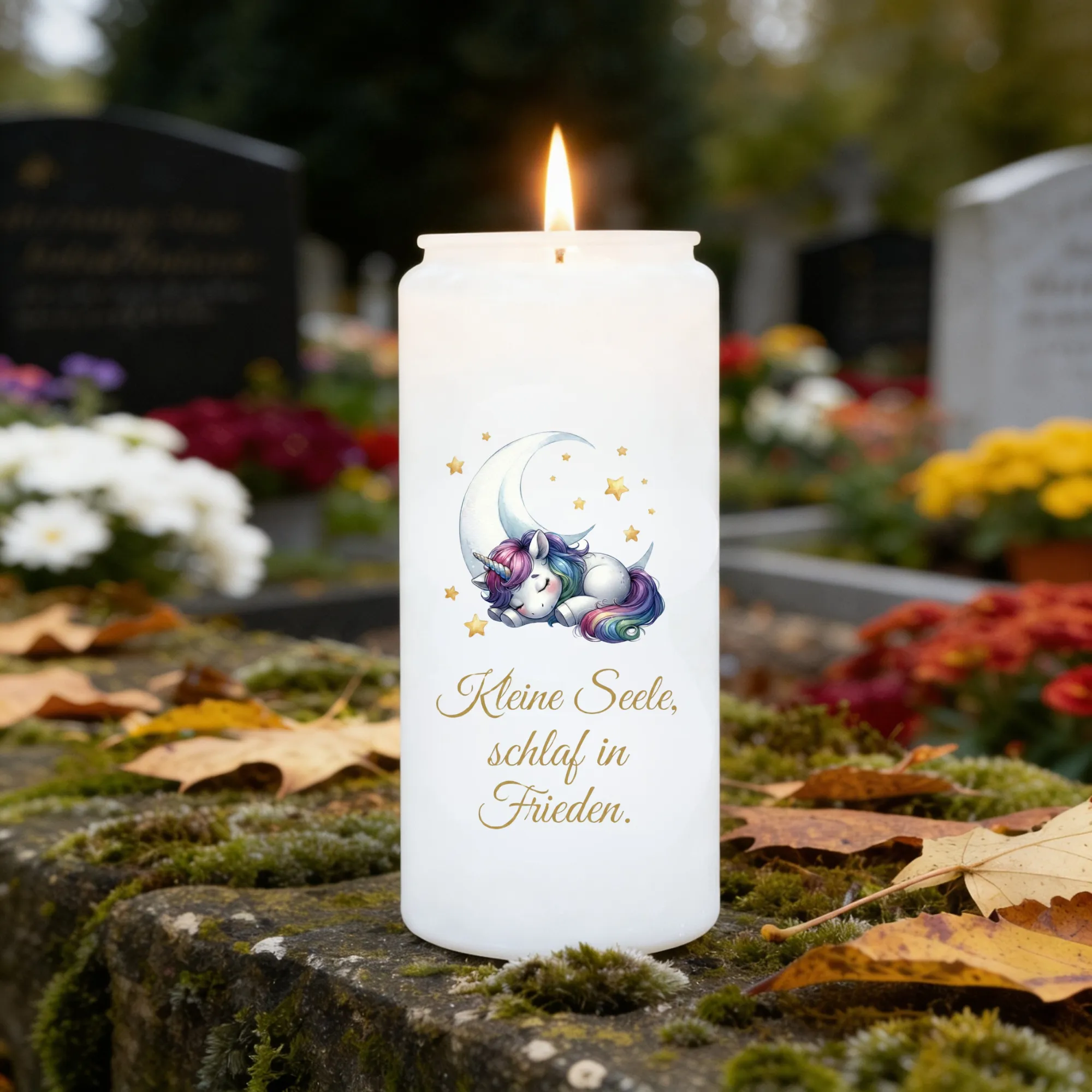 Aufkleber Grabkerze Sternenkind Einhorn Spruch Kleine Seele